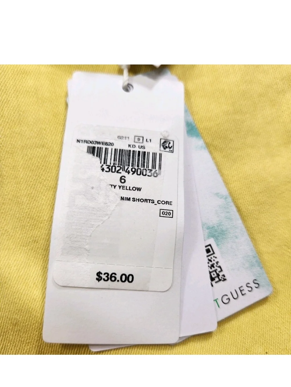 Guess Boys Shorts Size 6 Bright Yellow Cuffed Smart Organic Cotton NWT 30
